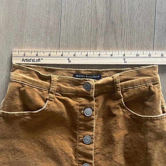 Brandy Melville Velvet Button Front Mini Skirt Size S Brown Preppy Academia - Picture 7 of 9